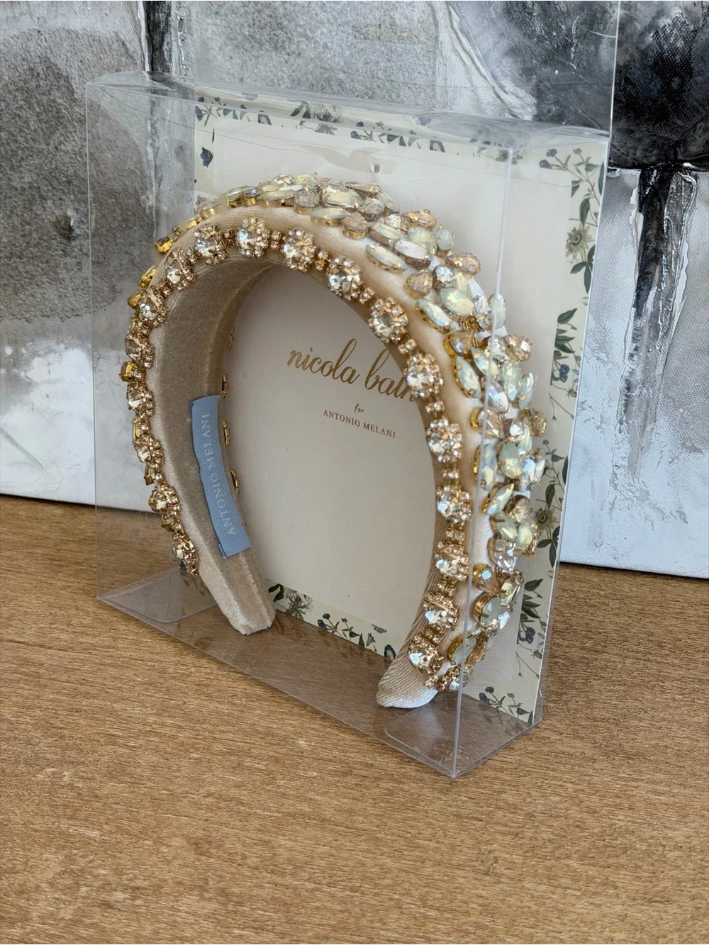 ANTONIO MELANI Ivory and Gold Crystal Embellished Headband
